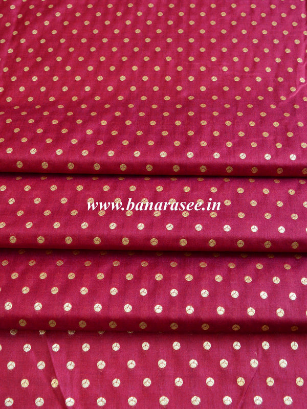 Banarasee Semi Katan Silk Buti Design Fabric-Brown
