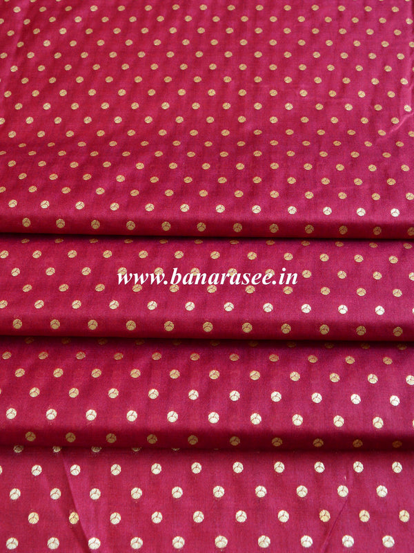 Banarasee Semi Katan Silk Buti Design Fabric-Brown