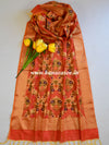 Art Silk Meena Work Jaal Design Dupatta-Rust