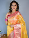 Banarasee Cotton Silk Mix Saree With Silver & Gold Zari Buta & Border-Yellow