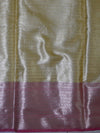Banarasee Cotton Silk Mix Saree With Silver & Gold Zari Buta & Border-Yellow