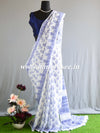 Handloom Mul Cotton Handblock Print Saree-White