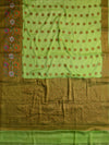 Banarasee Pure Chiffon Saree With Antique Gold Zari & Resham Jaal Border-Green