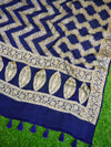 Banarasee Handloom Pure Chiffon Silk Kameez Fabric With Dupatta-Maroon With Blue