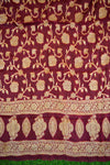 Banarasee Handloom Pure Chiffon Silk Kameez Fabric With Dupatta-Maroon With Blue