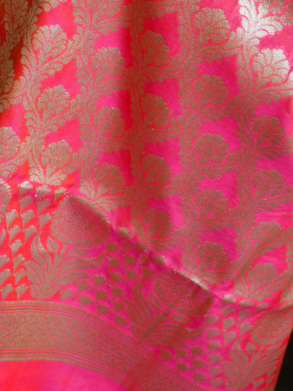 Banarasee Salwar Kameez Semi Katan Silk Fabric With Zari Jaal-Peach