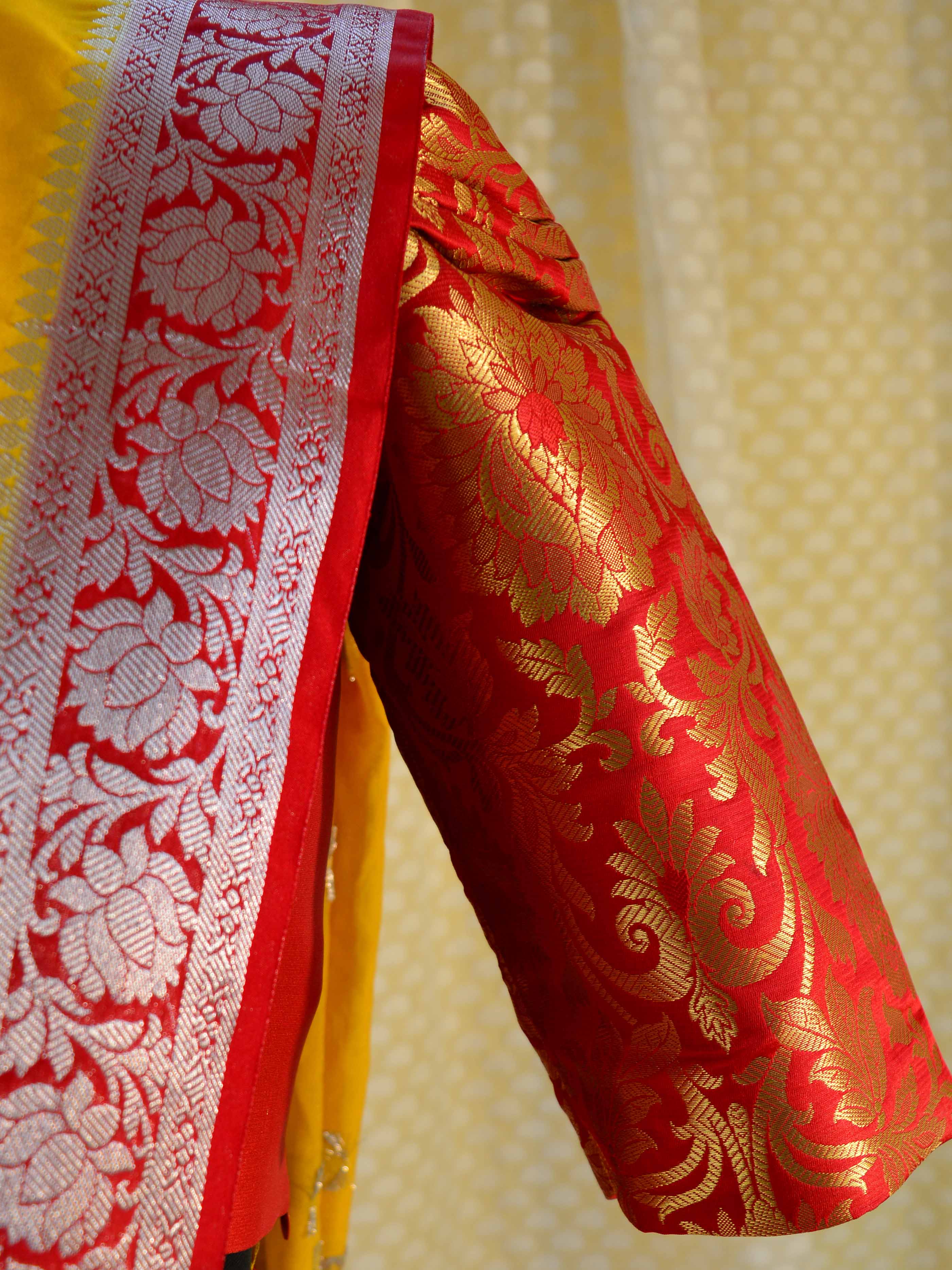 Banarasee Pure Silk Brocade Fabric Blouse-Red