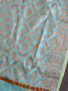 Banarasee Chanderi Cotton Salwar Kameez Fabric With Dupatta Buta Design-Blue