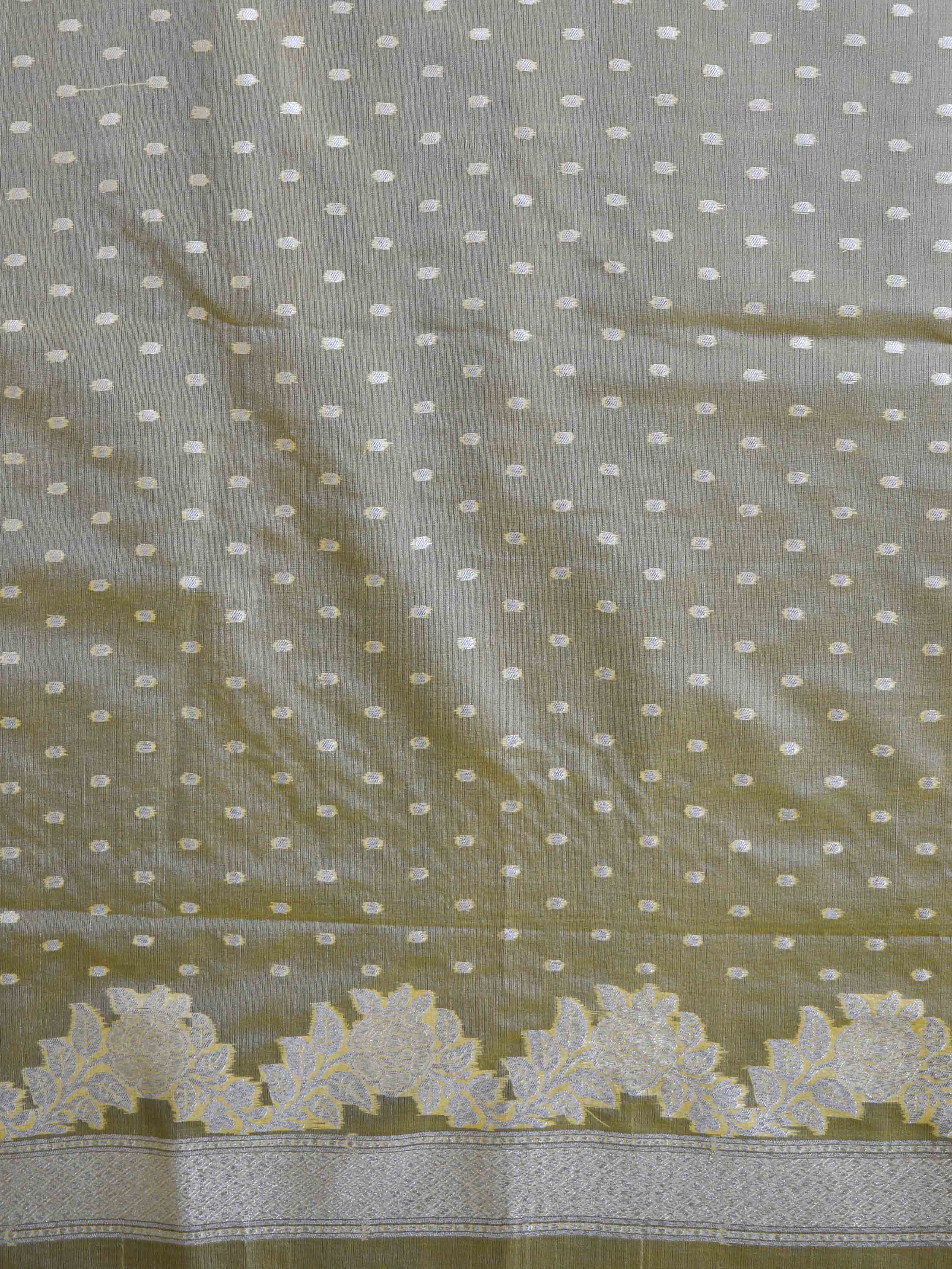 Banarasee Organza Silver Zari Salwar Kameez Fabric With Dupatta-Yellow