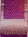 Banarasee Handloom Pure Chiniya Silk Saree With Zari Border Work-Violet