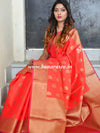 Banarasee Organza Mix Saree With Tanchoi Design Zari Border-Red