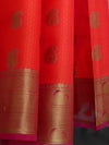 Banarasee Organza Mix Saree With Tanchoi Design Zari Border-Red