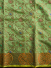 Banarasee Chanderi Cotton Salwar Kameez Fabric With Dupatta Buta Design-Green