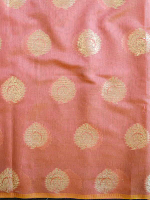 Banarasee Chanderi Cotton Buta Design Salwar Kameez Fabric & Dupatta-Peach