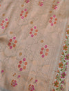 Banarasee Handloom Pure Chiniya Silk Saree With Zari & Meena Work-Ivory White