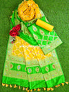 Banarasee Salwar Kameez Glossy Semi Silk Fabric-Green & Yellow