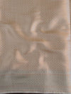 Banarasee Handloom Pure Chiniya Silk Saree With Zari & Meena Work-Ivory White