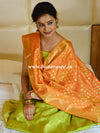 Banarasee Semi Silk Salwar Kameez Set With Contrast Dupatta-Green & Orange
