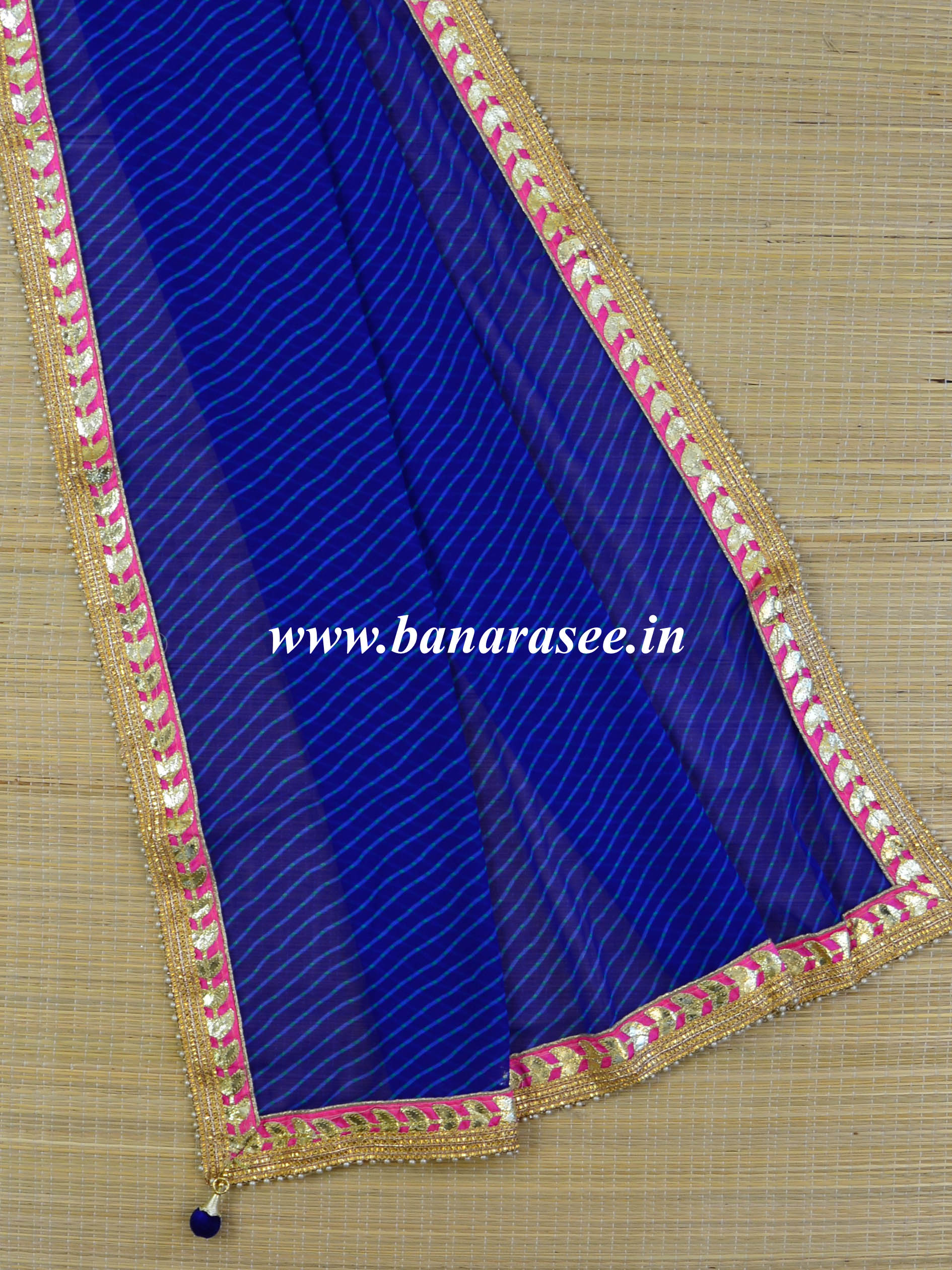 Chiffon Leheriya Gotapatti Dupatta-Royal Blue