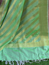 Banarasee Stitched Organza Lehenga & Blouse Fabric With Semi Silk Dupatta-Pink & Green