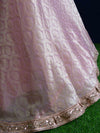 Banarasee Stitched Organza Lehenga & Blouse Fabric With Semi Silk Dupatta-Pink & Green