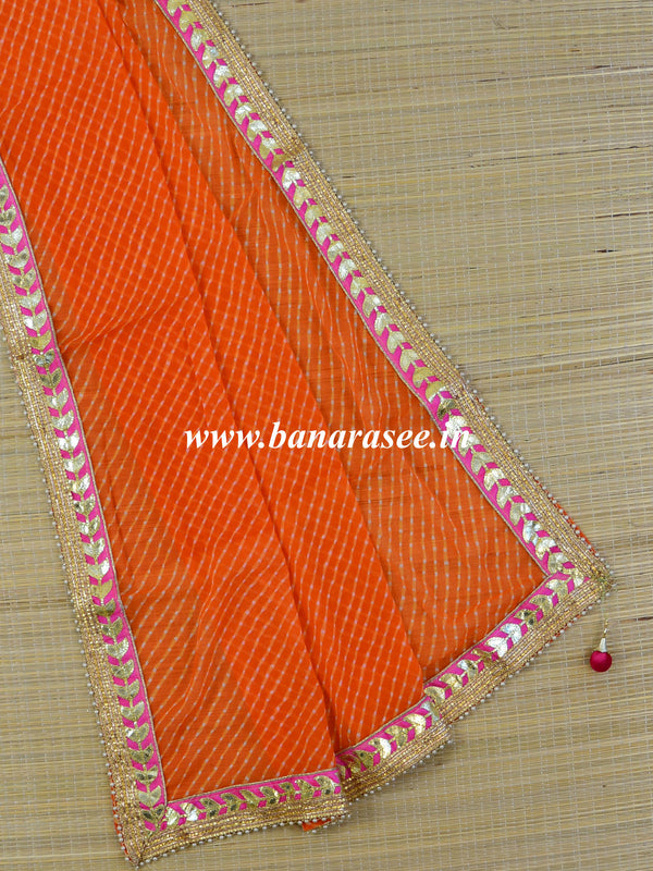 Chiffon Leheriya Gotapatti Dupatta-Orange