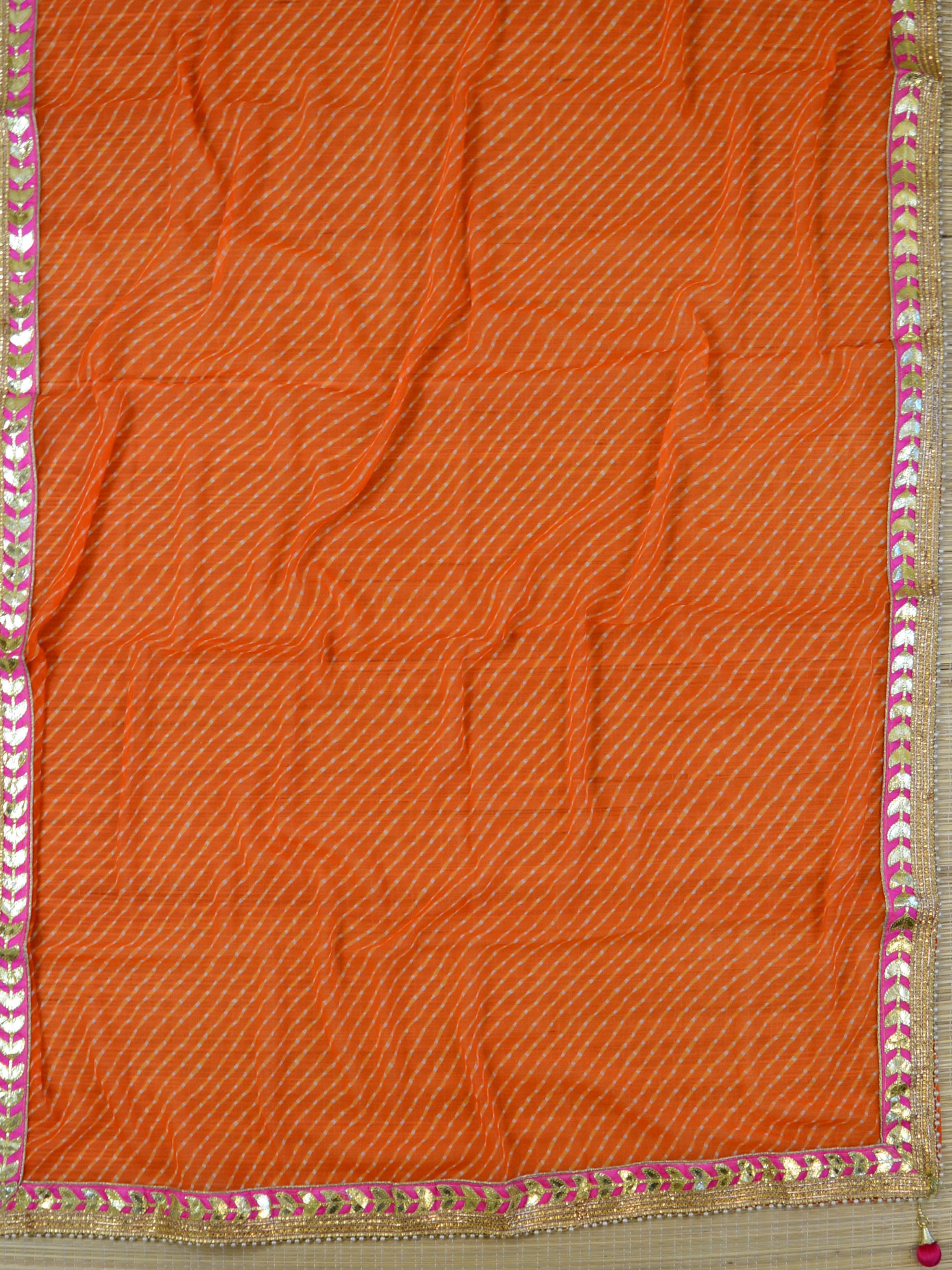 Chiffon Leheriya Gotapatti Dupatta-Orange