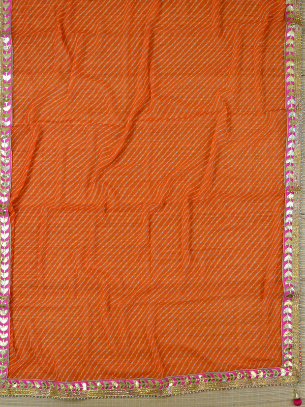 Chiffon Leheriya Gotapatti Dupatta-Orange