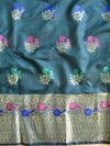 Banarasee Chanderi Cotton Salwar Kameez Fabric With Dupatta Buta Design-Deep Green