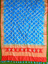 Banarasee Salwar Kameez Glossy Semi Silk Fabric-Blue & Red