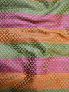 Banarasee Handwoven Semi Silk Saree With Multicolor Floral Jaal-Green