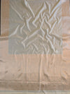 Banarasee Handloom Pure Chiniya Silk Saree With Zari Work-Ivory White