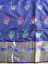 Banarasee Chanderi Cotton Salwar Kameez Fabric With Dupatta Buta Design-Blue