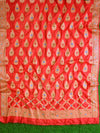 Banarasee Salwar Kameez Glossy Semi Silk Fabric-Blue & Red