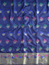 Banarasee Chanderi Cotton Salwar Kameez Fabric With Dupatta Buta Design-Blue
