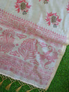 Banarasee Floral Print Cotton Silk Saree-Off White