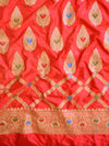 Banarasee Salwar Kameez Glossy Semi Silk Fabric-Blue & Red