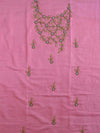 Handwoven Linen Salwar Kameez & Dupatta With Hand-Embroidered Pearl Work-Peach