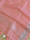 Handwoven Linen Salwar Kameez & Dupatta With Hand-Embroidered Pearl Work-Peach