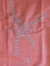 Handwoven Linen Salwar Kameez & Dupatta With Hand-Embroidered Pearl Work-Peach