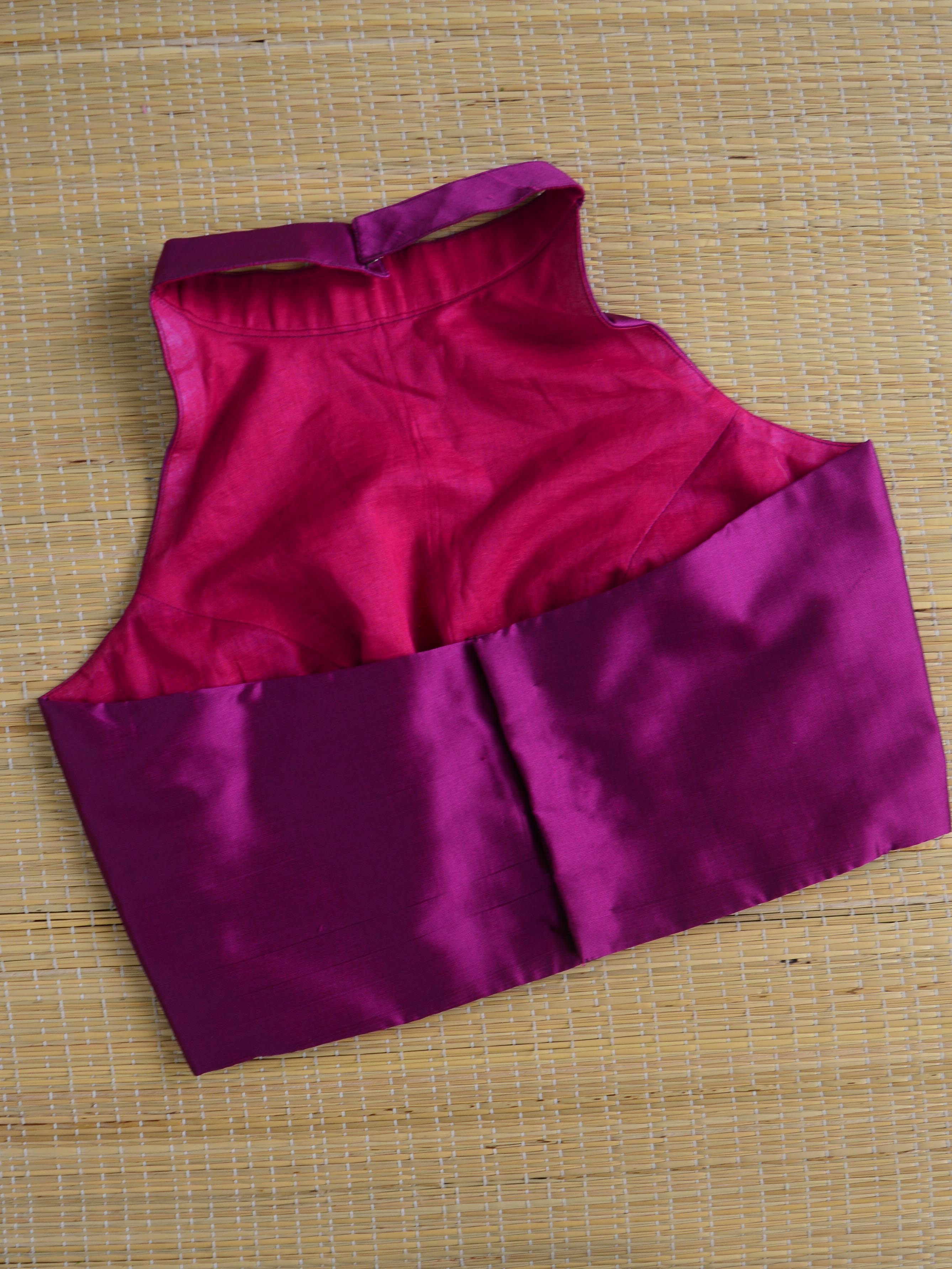 Banarasee Semi Silk Blouse-Magenta