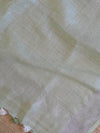 Handwoven Linen Salwar Kameez & Dupatta With Hand-Embroidered Pearl Work-Green