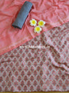 Banarasee Brocade Salwar Kameez Fabric With Cotton Silk Dupatta-Grey & Peach