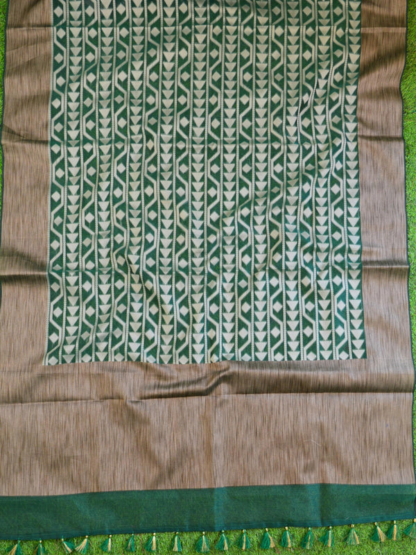 Banarasee Cotton Silk Ghichha Work Saree-Green