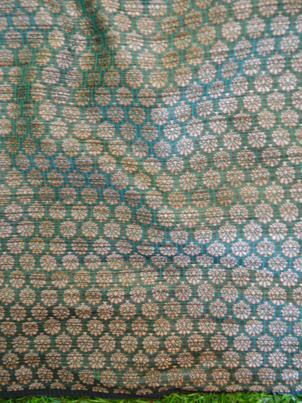 Banarasee Cotton Silk Ghichha Work Saree-Green