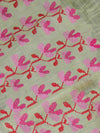 Bhagalpuri Handloom Pure Linen Saree With Embroidery Work-Pastel Green