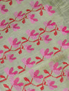 Bhagalpuri Handloom Pure Linen Saree With Embroidery Work-Pastel Green