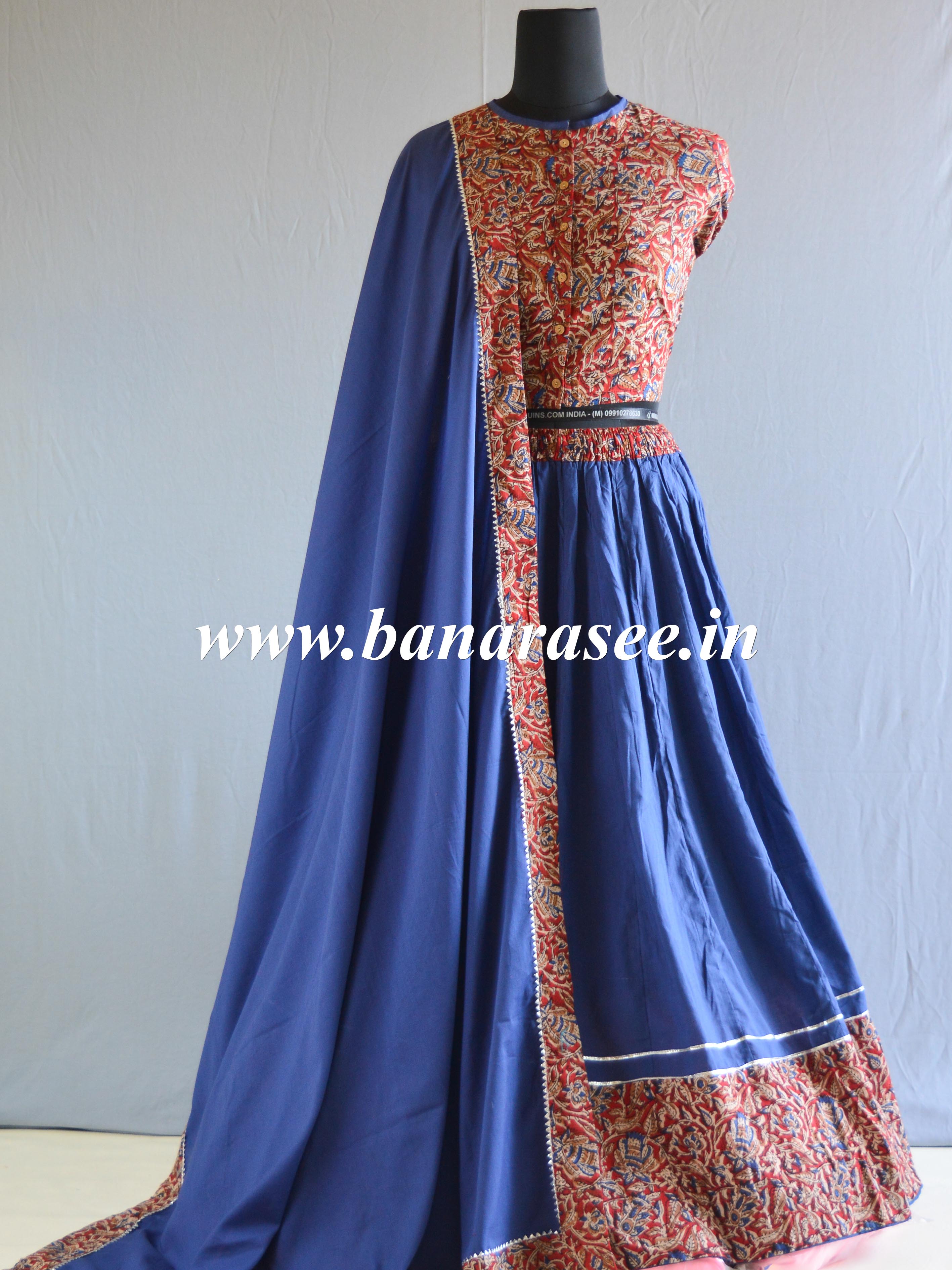 Pure Mul Cotton Lehenga Blouse & Dupatta Set-Blue