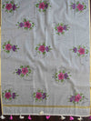 Banarasee Hand-Embroidery Chanderi Cotton Salwar Kameez Fabric With Hand-painted Dupatta-White
