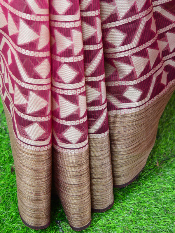 Banarasee Cotton Silk Ghichha Work Saree-Maroon
